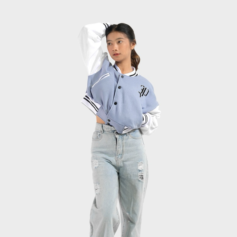DISKON PHOMPPHIESS JACKET VARSITY CROP OVERSIZE JAKET BASEBALL CROP