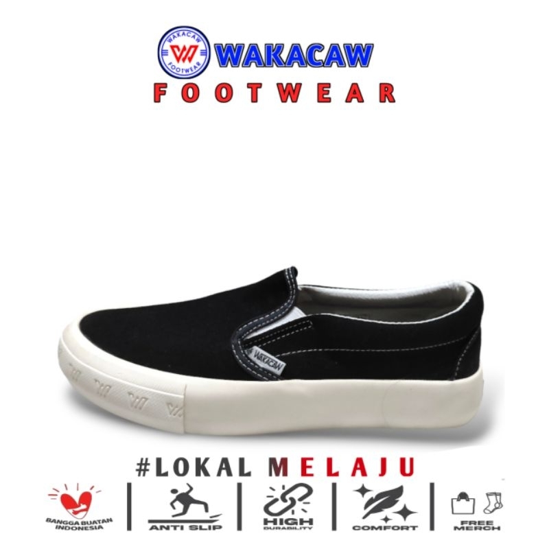 [ WAKACAW ] Sepatu Slip on Pria Dan Wanita Hitam OG