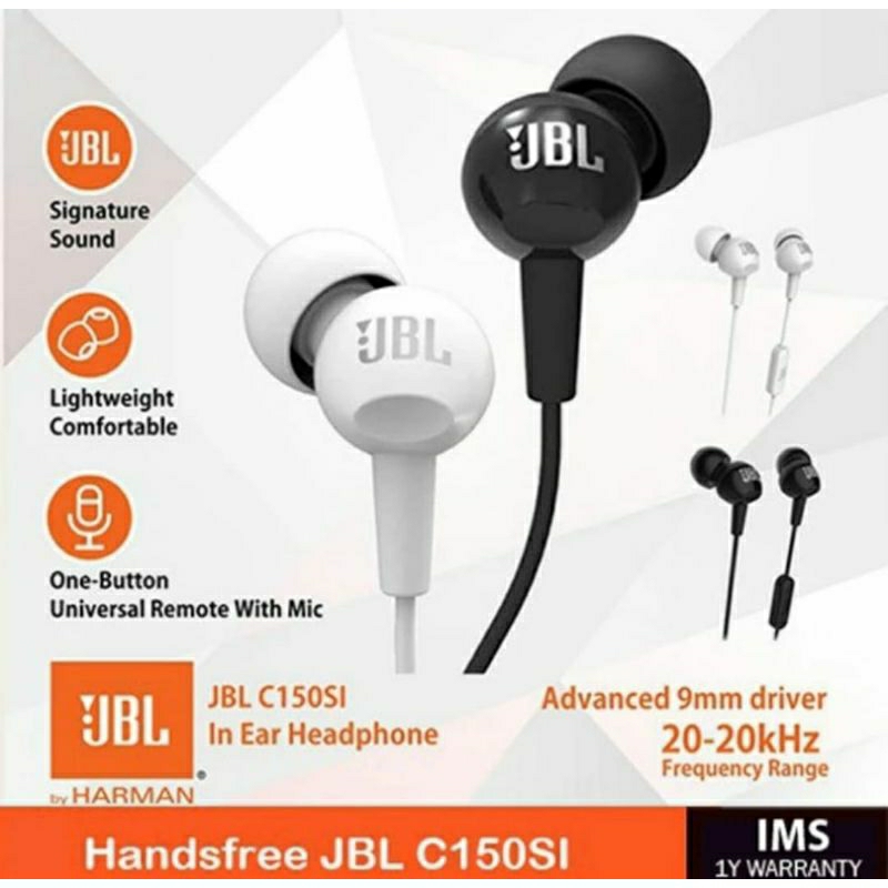 JBL C150SI In-Ear / Earphond Cable with Mic / Garansi Resmi / Handsfree JBL C150SI