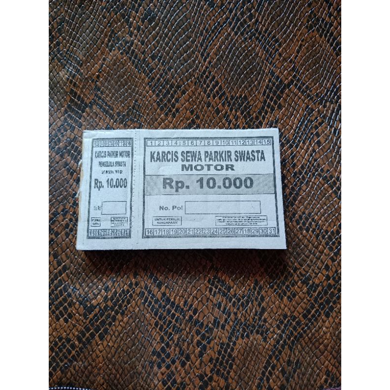 

Karcis Parkir motor 10k