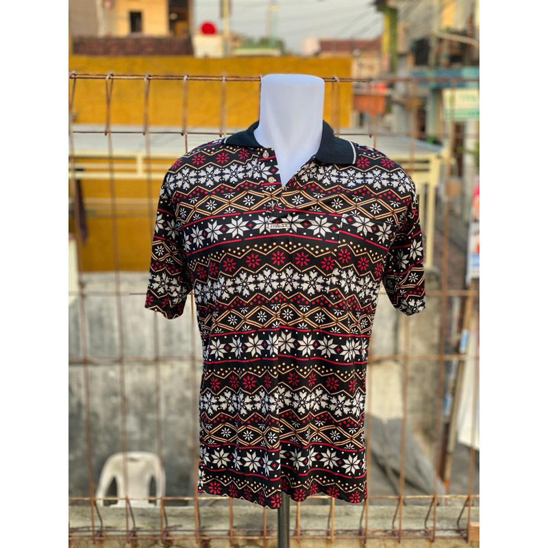 model 5 kaos kerah kra printing korea size L motif corak