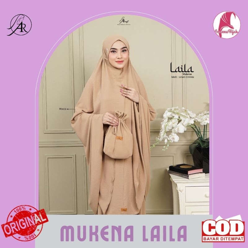 Mukena Dewasa TERBARU Mukena Laila bahan Linen Crinkle Polos Mukena potongan dewasa ORI by HIJAB ARR