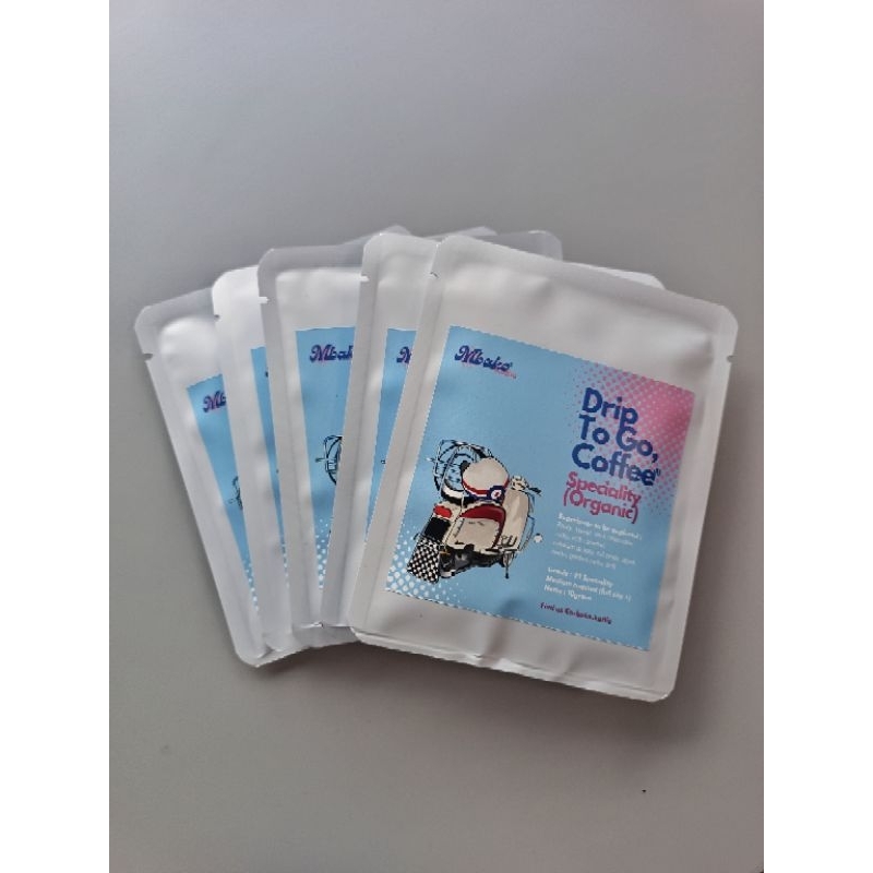 

Package 5 - Speciality Organic Drip To Go Coffee 5 x 10 gram