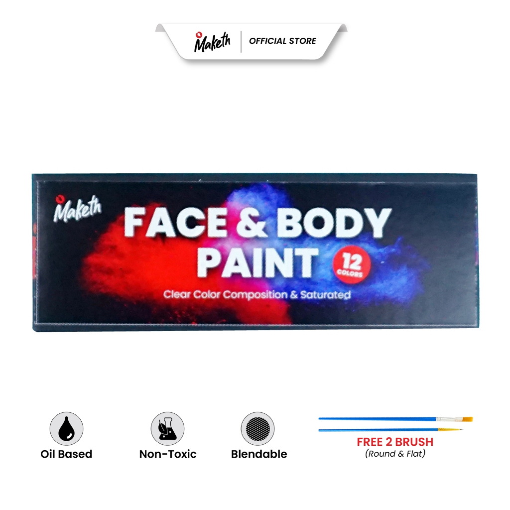 

Maketh Face & Body Painting Standard Cat Wajah dan Badan 12 Warna FP-SET1