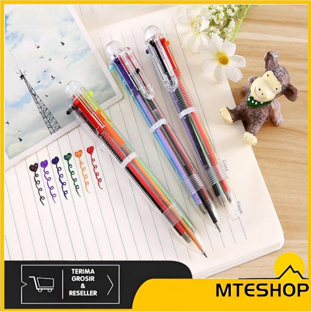 

MTE Pulpen 6 Warna Transparan Pena Ballpont Pen Six-in-One Color