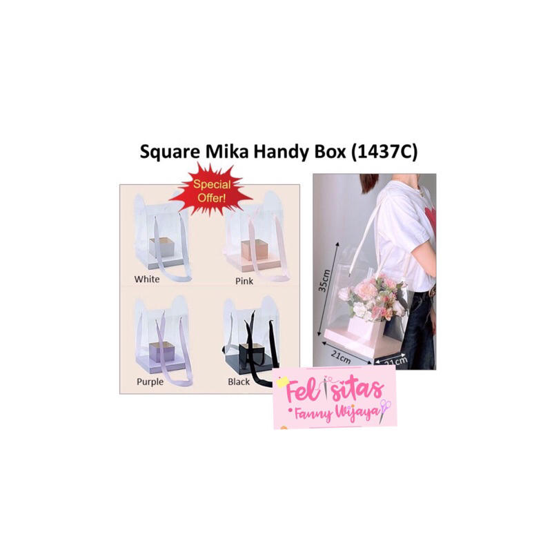 

Square mika handy box - kotak bunga transparant - box bunga - barang florist 1437C-ATB