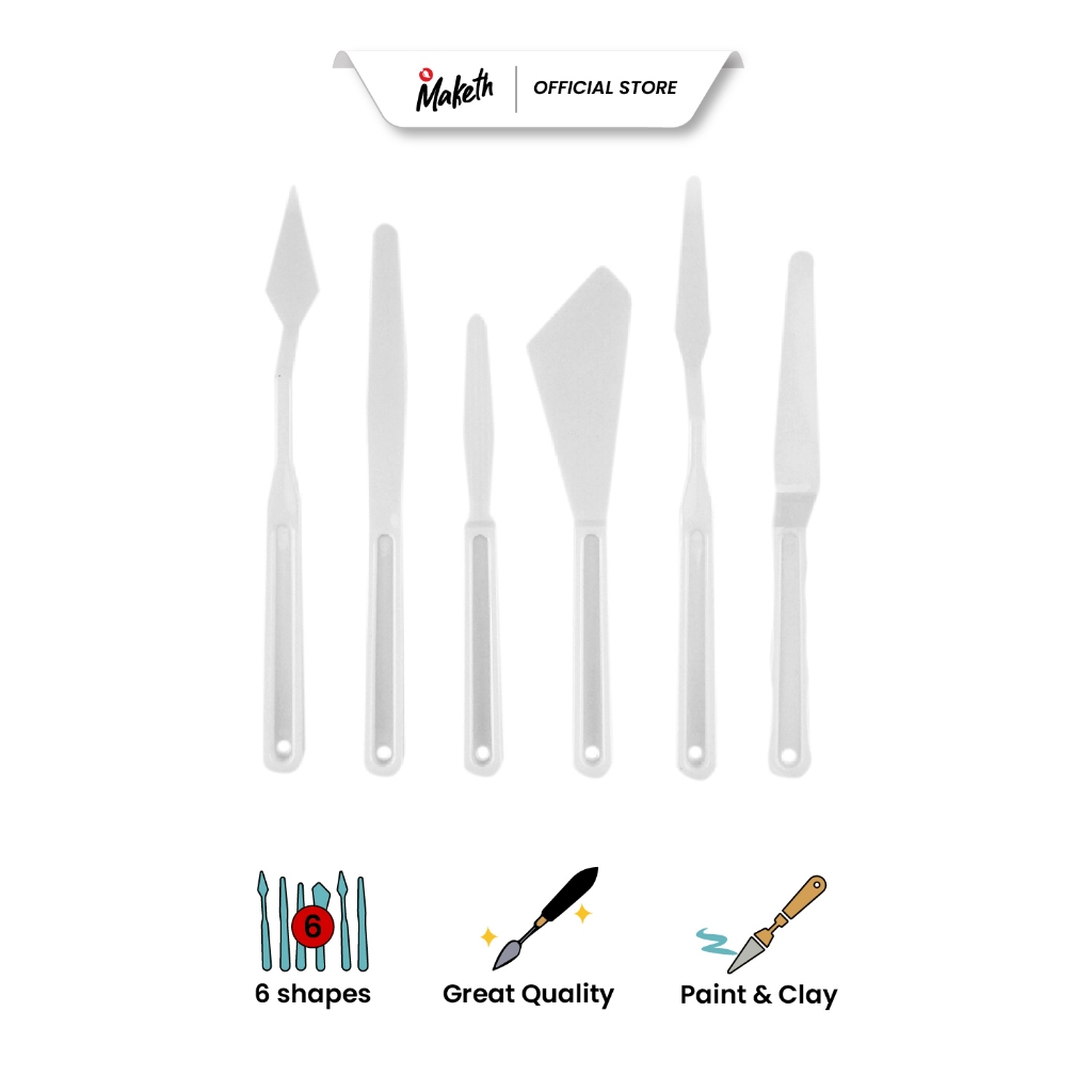 

Clay Tool Knife Pisau Alat Ukir Tanah Liat Modelling Sculpting Tools White Plastic Set 6 Ct-Pkwc MAKETH