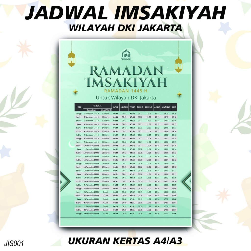 

Jadwal Imsakiyah Seluruh Indonesia (Bisa Custom Wilayah) Puasa Tahun 2024 / 1445 H