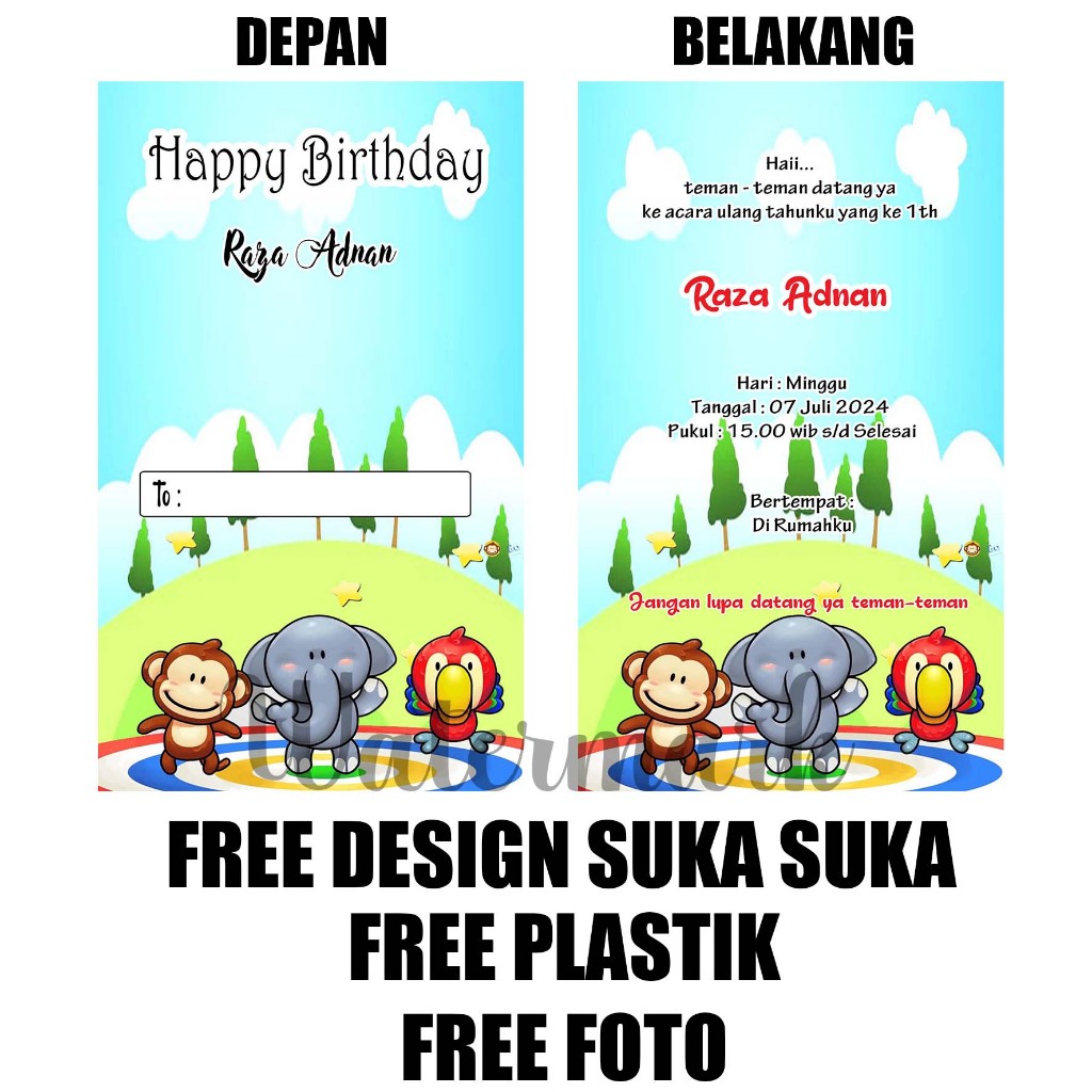 (UNDANGAN ULTAH) /Undangan ulang tahun / undangan ultah / undangan cetak / cetak undangan