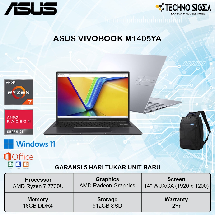 ASUS Vivobook 14 M1405YA Ryzen 7 7730 16GB 512GB 14.0 WUXGA IPS