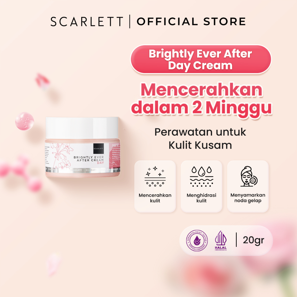 Scarlett Whitening Brightly Ever After Day Cream - Moisturizer Krim Pelembab Wajah untuk Mencerahkan