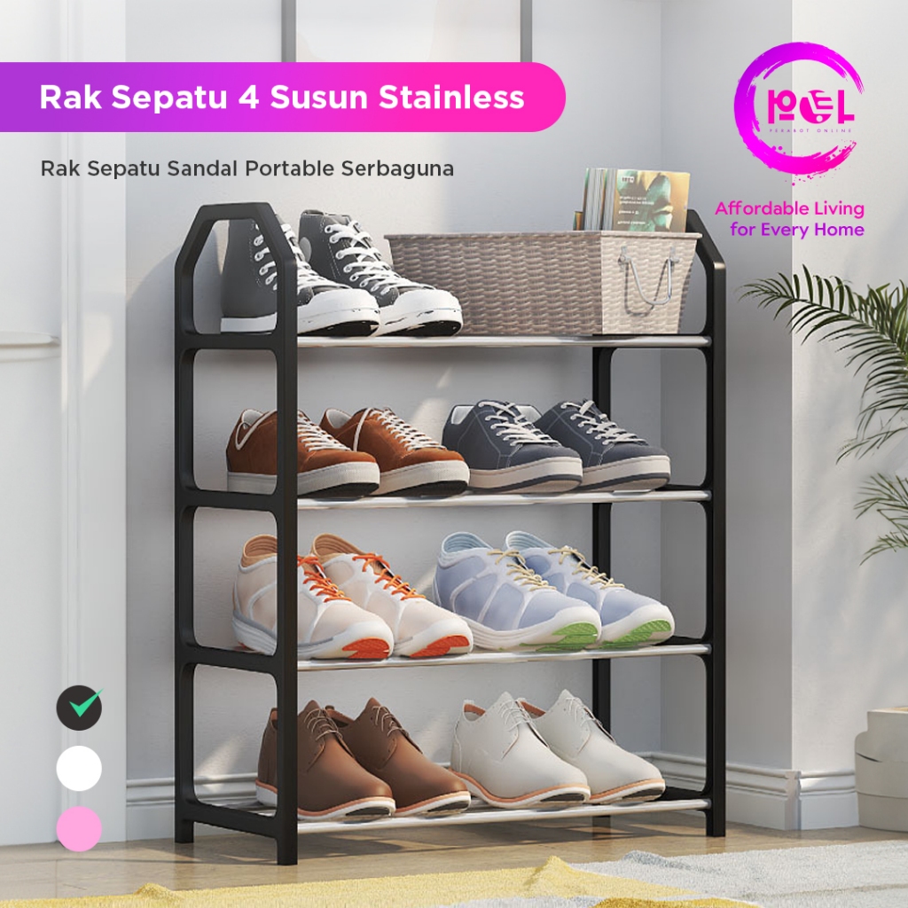 POL - Rak Sepatu Sendal Mini Stainless 4 Susun