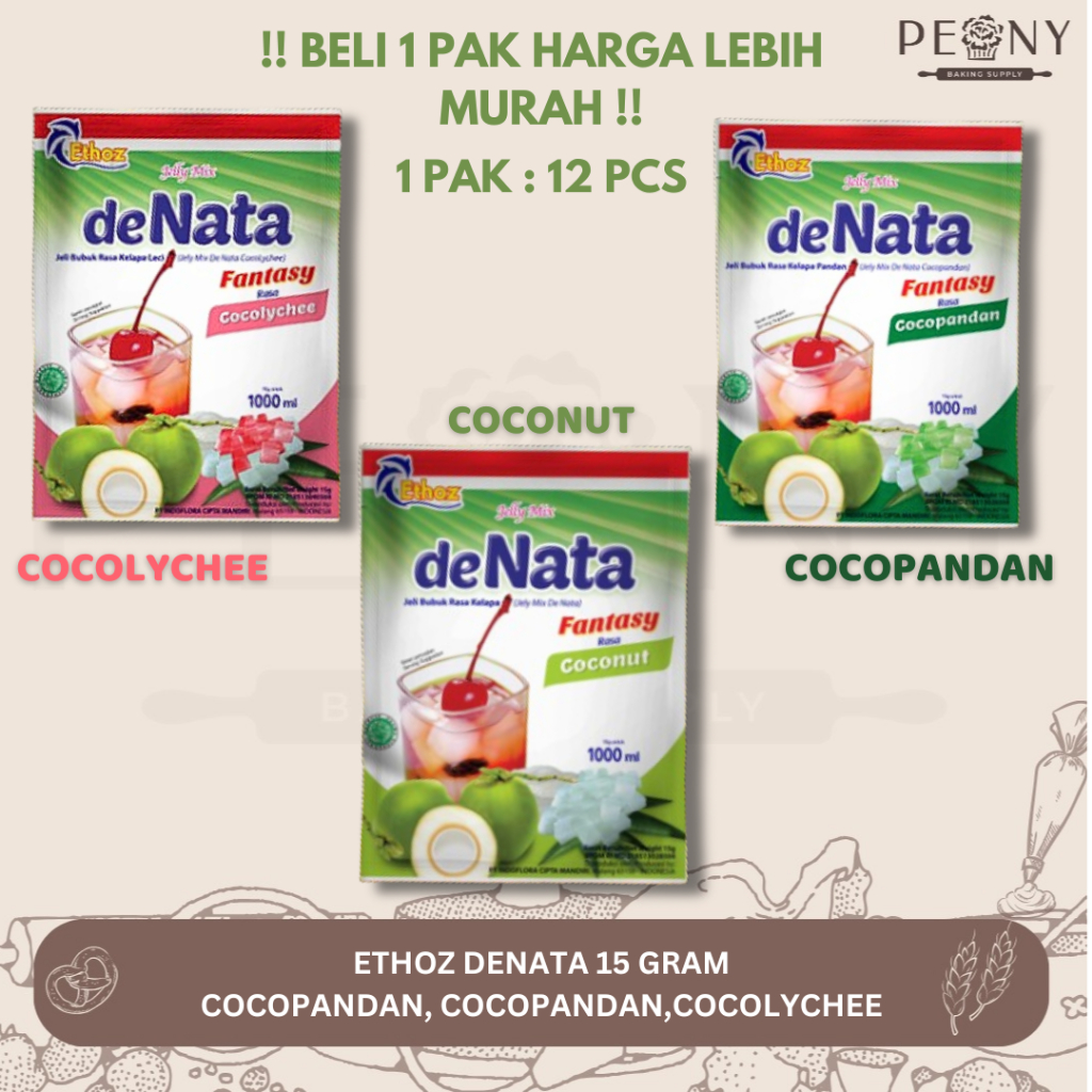 

ETHOZ DENATA COCOPANDAN, COCONUT, COCOLYCHEE / JELLY RASA KELAPA15 GR (ECER)