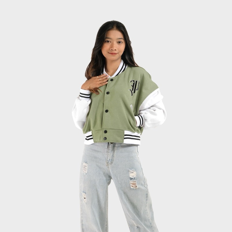PHOMPPHIESS Jaket Varsity Crop Jacket Baseball Premium