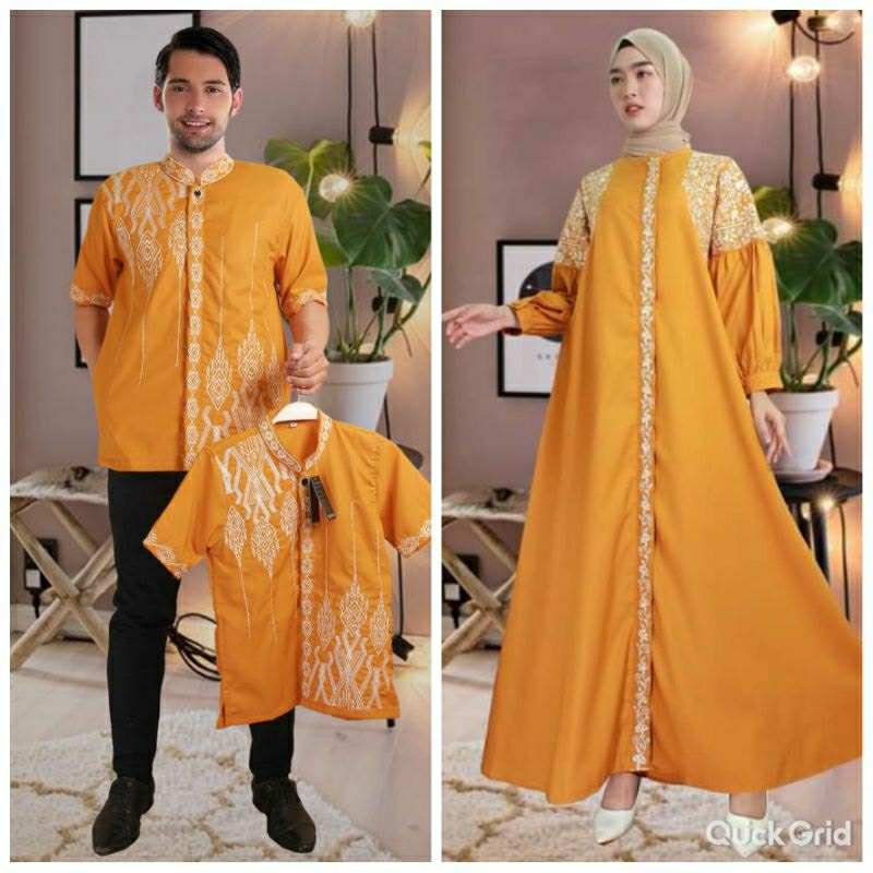 Couple Koko gamis warna kuning