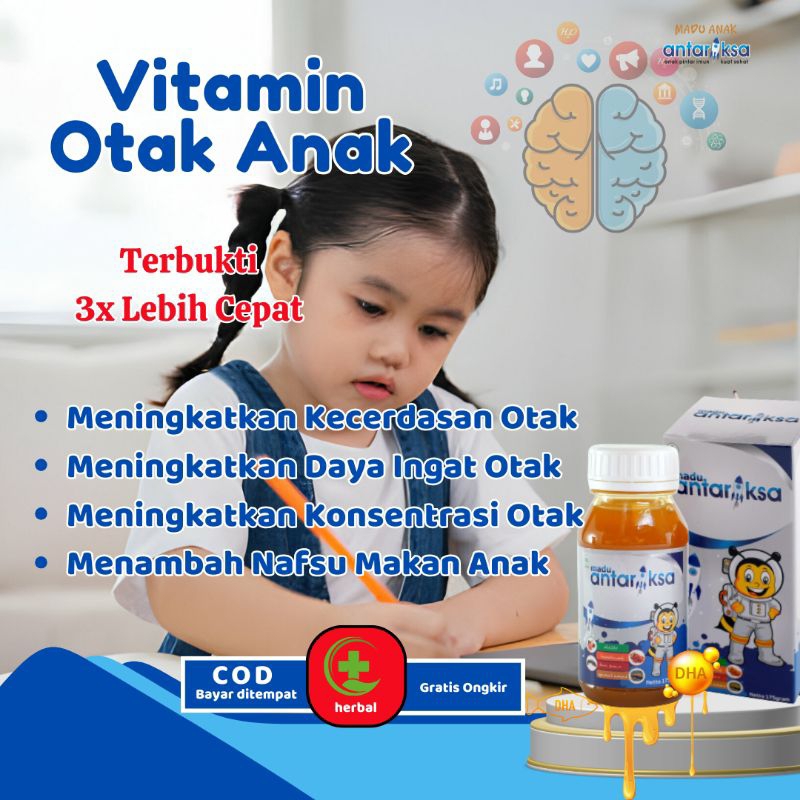 Vitamin Anak DHA / Vitamin Otak Anak Pintar / Madu Antariksa original Untuk Kecerdasan otak Anak