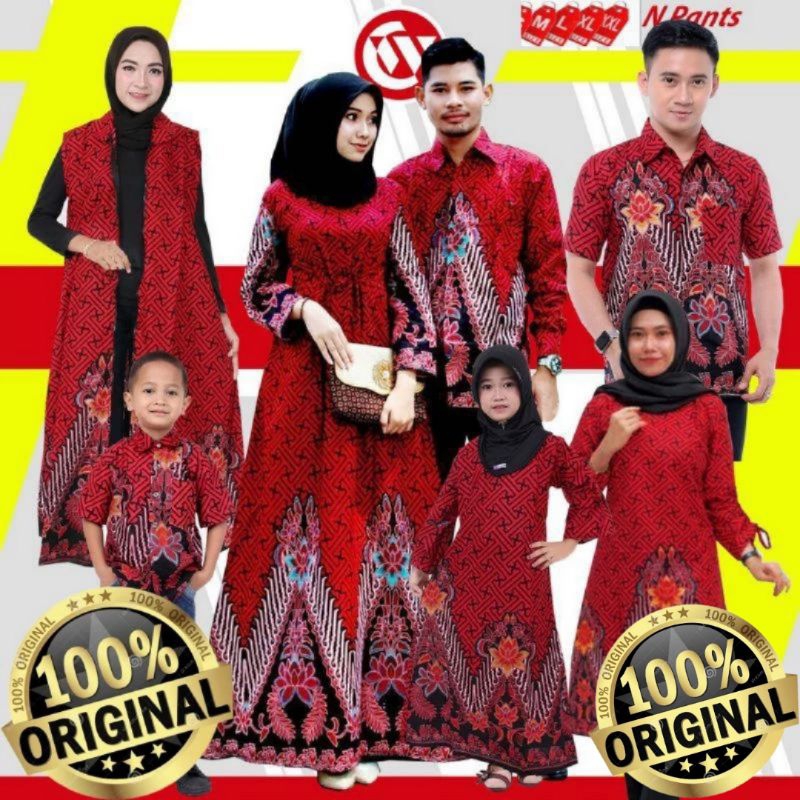 BATIK KELUARGA  KATUN PRIA DAN WANITA AYAH IBU ANAK CEWEK ANAK COWOK KATUN BATIK COPLE FAMILY SARIMB