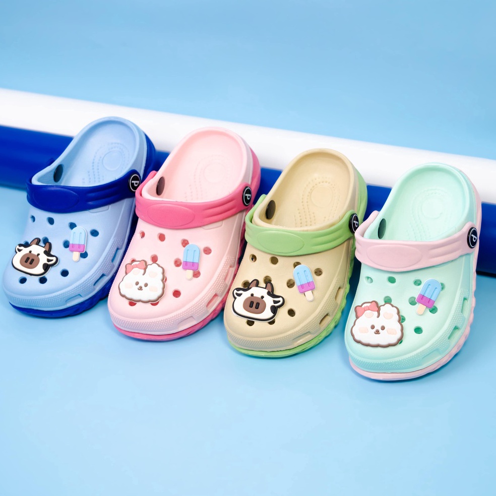 CYL983 GROSIR Porto 55K1 Sandal Jibbitz Anak Jelly Karet Sepatu Sandal Porto Anak Elastis Empuk Taha