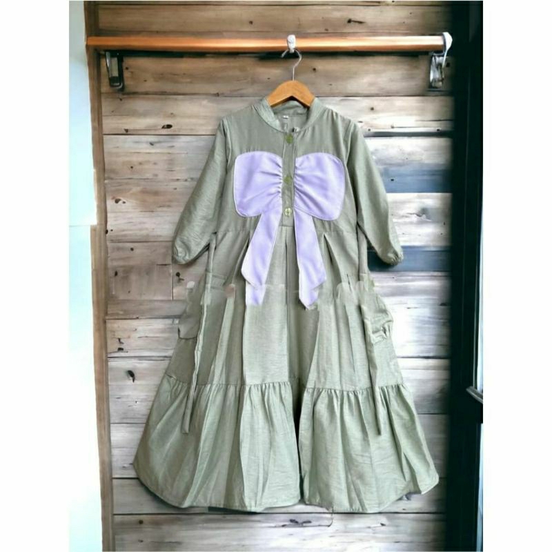Gamis Anak Perempuan  Lafana Buffy Baju Lebaran Anak Perempuan Umur 3-12 Tahun