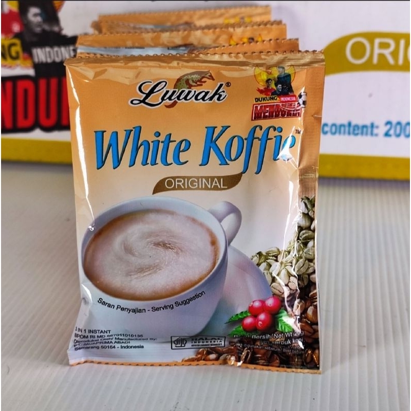 

Luwak White Coffe || Harga Perkarton Isi 200 Schet, Renceng Isi 10 Pcs