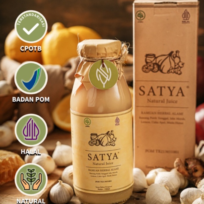 

UDK459 Swip up SATYA Jus Bawang Putih Tunggal Jahe Merah Lemon Madu Hutan Cuka Apel BAHAN ALAMI dengan BPOM