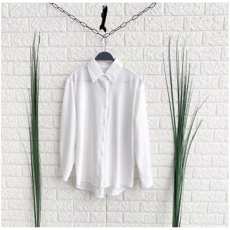 KEMEJA PUTIH HITAM KEMEJA POLOS CEWEK KEMEJA BASIC KEMEJA KANTOR KEMEJA FORMAL RAYON