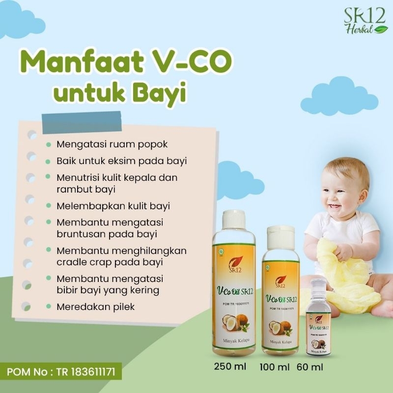VCO SR12 Untuk Ruam Popok / Minyak Bayi / Biang Keringat / Minyak Kelapa Untuk Bayi / Obat Eksim Bru