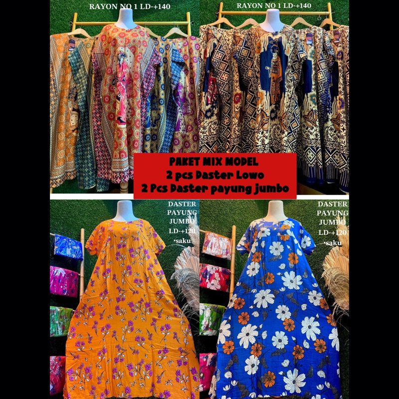 Paket Mix Model 2 Daster lowo 2  Daster Payung Jumbo