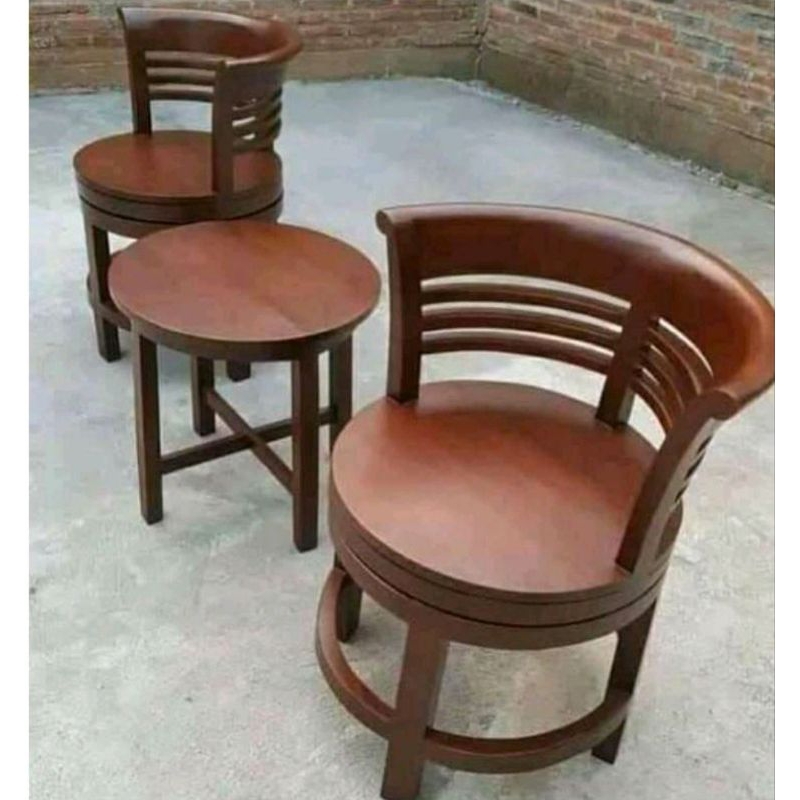 PROMO KURSI TERAS PUTAR CANTIK KAYU JATI | KURSI TERAS CANTIK KURSI TERAS PUTAR FURNITURE JATI