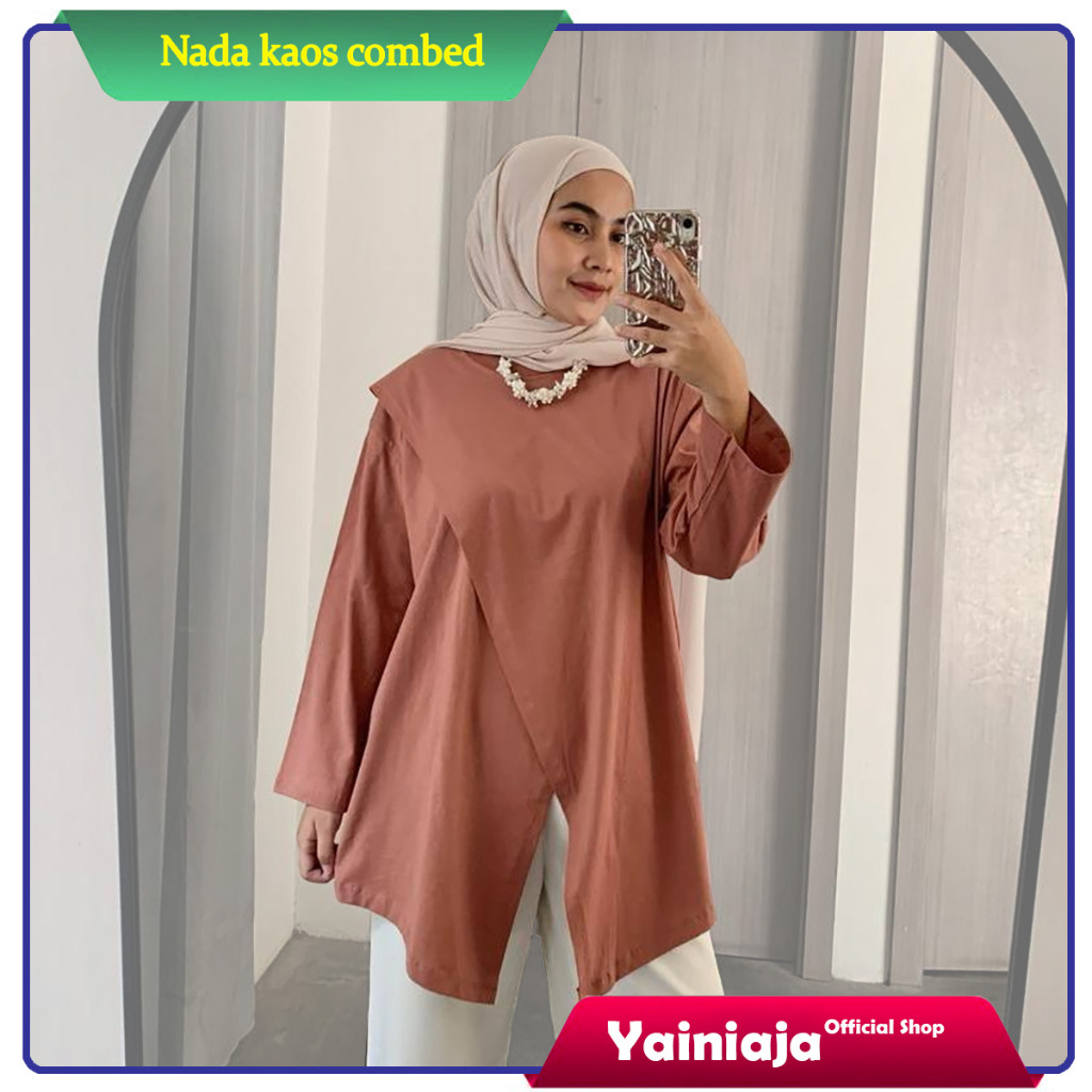 	 NADA TOP KAOS COMBED 30S OVERSIZED ASYMMETRICAL COMFY DAILY ATASAN	