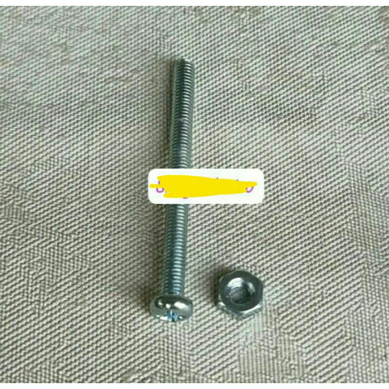 baut + mur, M3, ukuran 3mm. kepala bulat