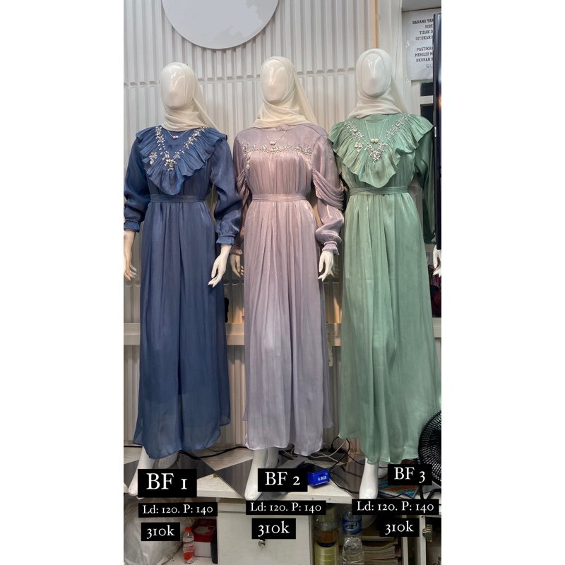 gamis lebaran bahan premium silk shimmer payet