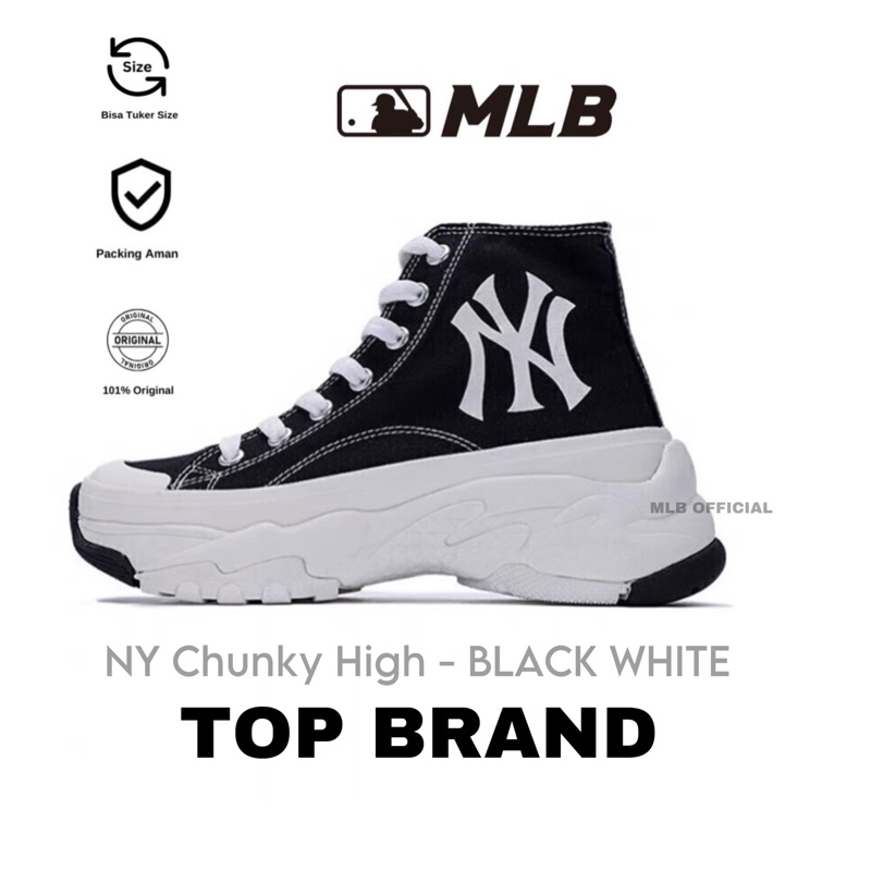 MLB NY Chunky High NY Yankees Sneaker Black White Original