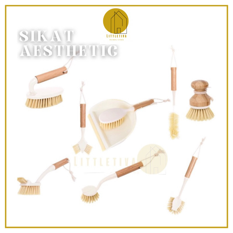 sikat dapur gagang kayu, sikat aesthetic, sikat gagang kayu