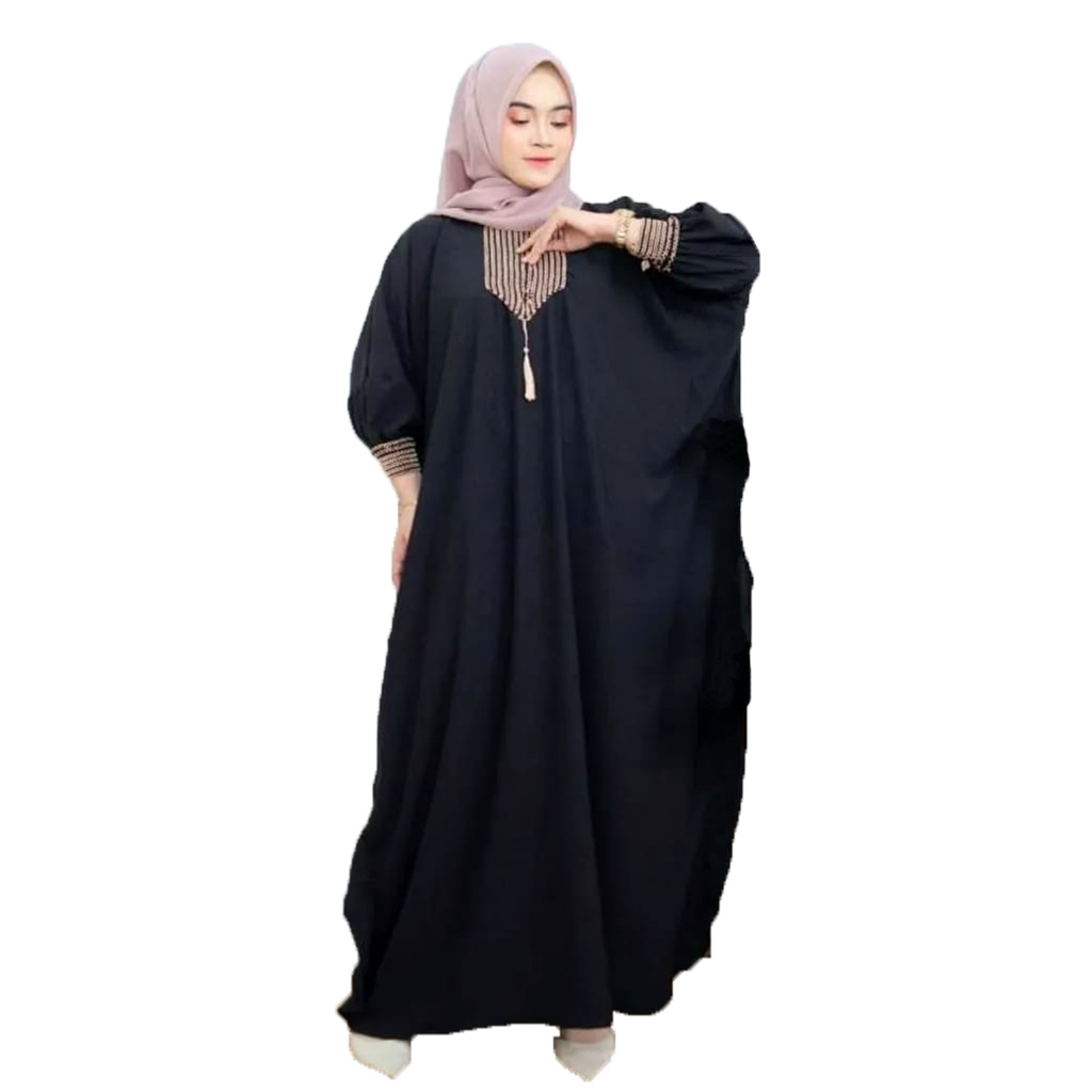 Gamis Kaftan Arabian Renda Sultan Size Jumbo LD 140 cm / Baju Gamis Muslimah Cringkle Airflow Fashio