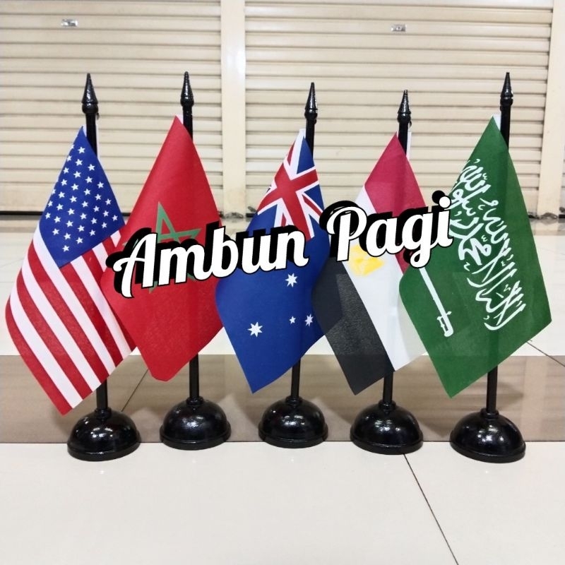 

best seller tiang kayu meja+bendera negara dunia ready stock