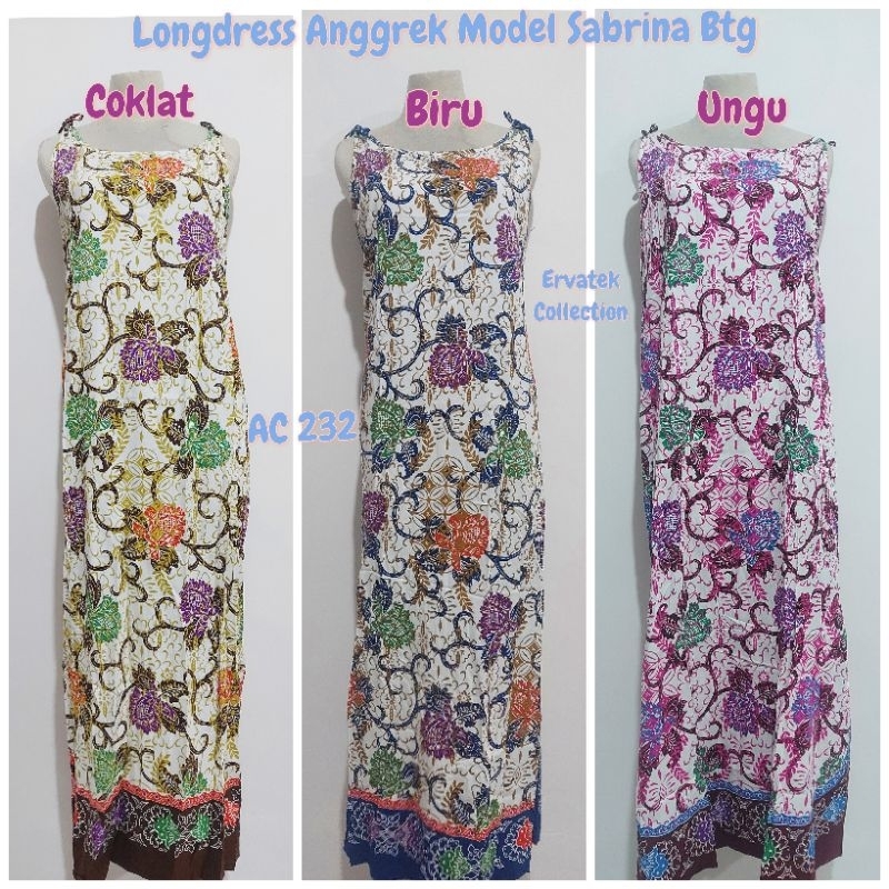 Longdress Anggrek Collection AC 232 Model Sabrina Btg / Baju Tidur Daster Batik Cantik Halus