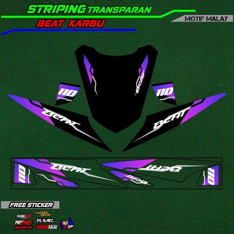 Striping stiker transparan beat karbu  / striping beat karbu transparan malaysia style