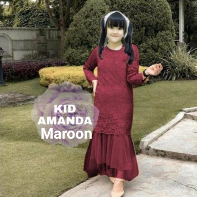 ART X5B Pakaian Gamis Anak Wanita Perempuan Model Terbaru Kekinian Maxi Amanda Kids 311 Tahun Matt Brokat Glitter Mix Tille Tutu Maxi DuyungGood Quality