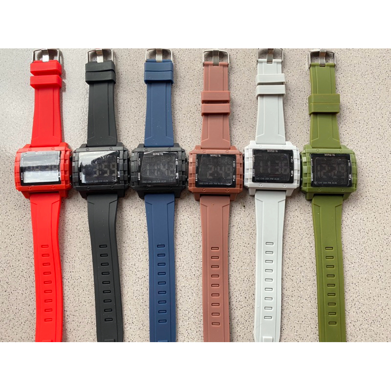 Jam Tangan Pria/Wanita Unisex Mirate Digital Anti Air Strap Rubber/Karet(Terima Cod)