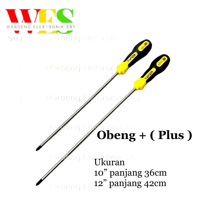 OBENG PANJANG VIPER MAGNET PLUS + GAGANG KARET 10 INCH 12 INCH