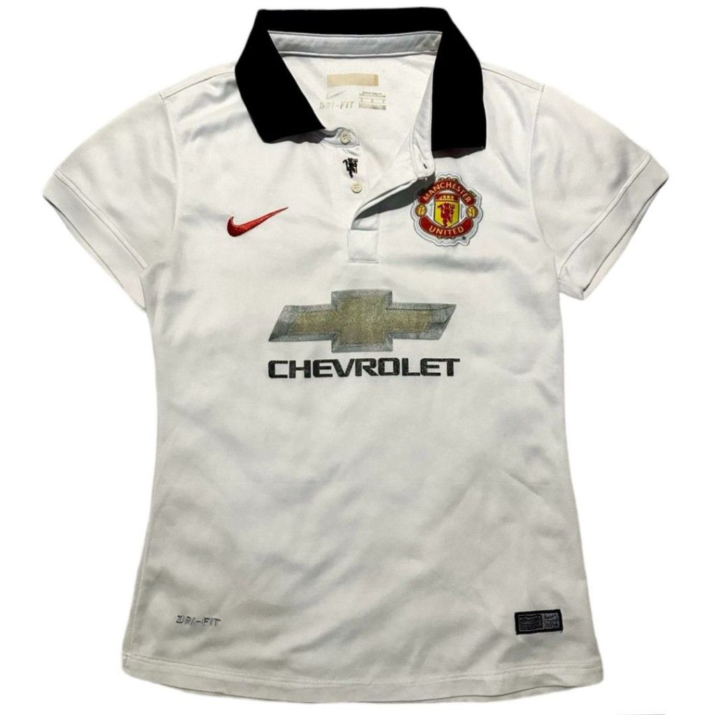 Nike Chevrolet MU Jersey White Black Collared Top | shirt Kaos Bola sport olahraga olga running polo