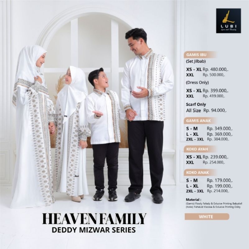 Lubi Heaven Family White Lubi Sarimbit Heaven White Koko Putih Gamis Putih Koko Anak Putih Gamis Ana