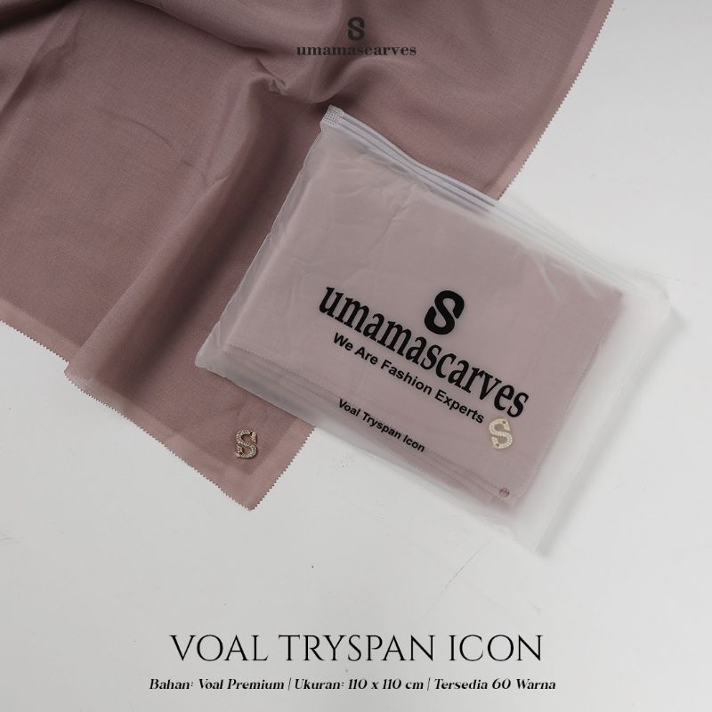 JILBAB SEGIEMPAT VOAL TRYSPAN PREMIUM LASER CUT POUCH LOGO S ICON   BY UMAMA SCARVES