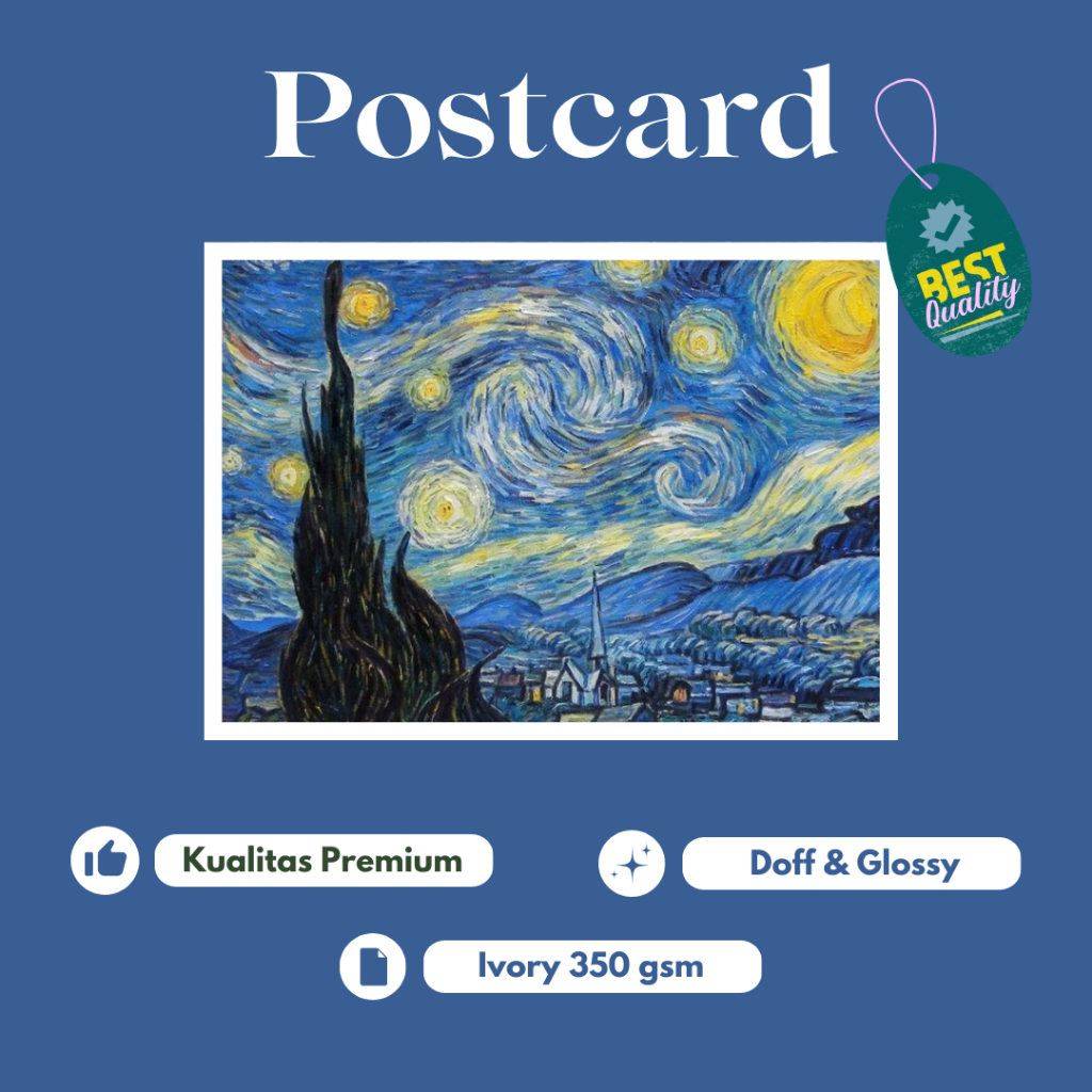 

Ininhimeart / Postcard Kartu Pos Ilustrasi Aesthetic Seniman Van Gogh / Bisa untuk Dekorasi atau Pajangan