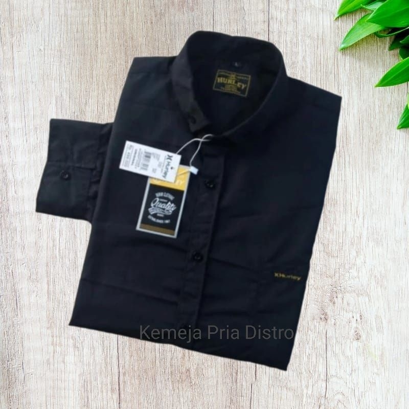 Kemeja Pria Distro Lengan panjang Warna Hitam Casual Cocok untuk Kerja