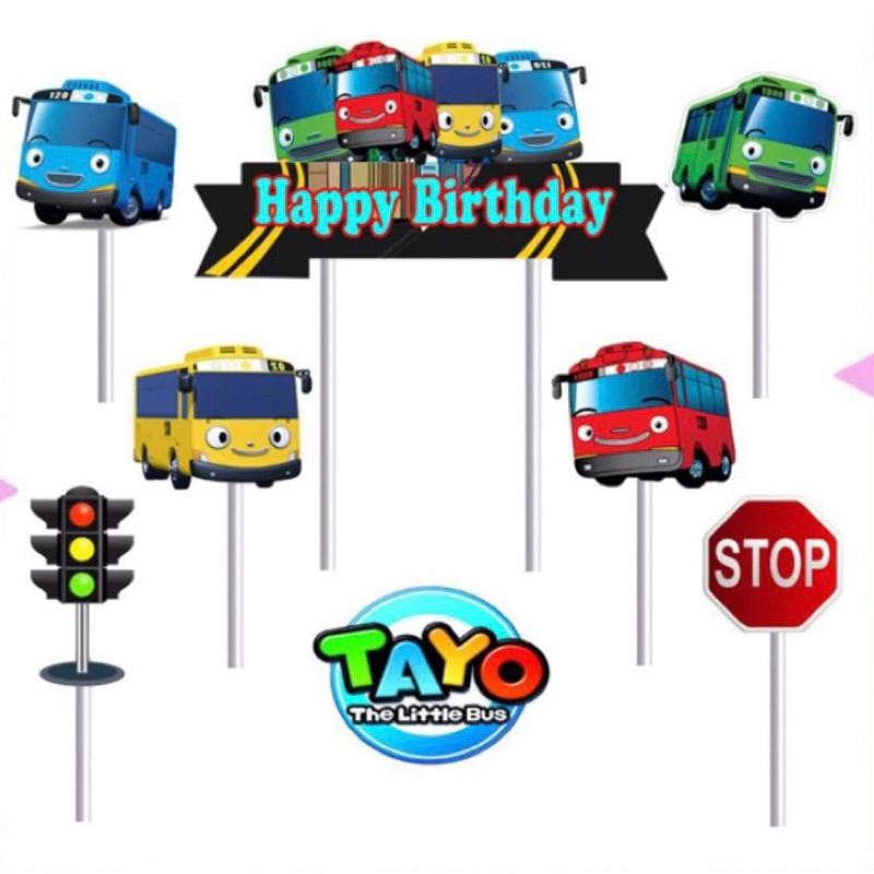 TOPER CAKE KARAKTER TAYO  HIASAN KUE ULANG TAHUN