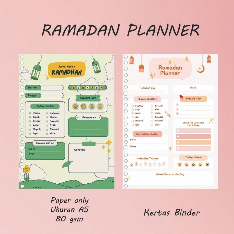 

Ramadan planner/Jurnal ramadan/Daily ramadan/Harian ramadan/ibadah Ramadan binder/loose leaf