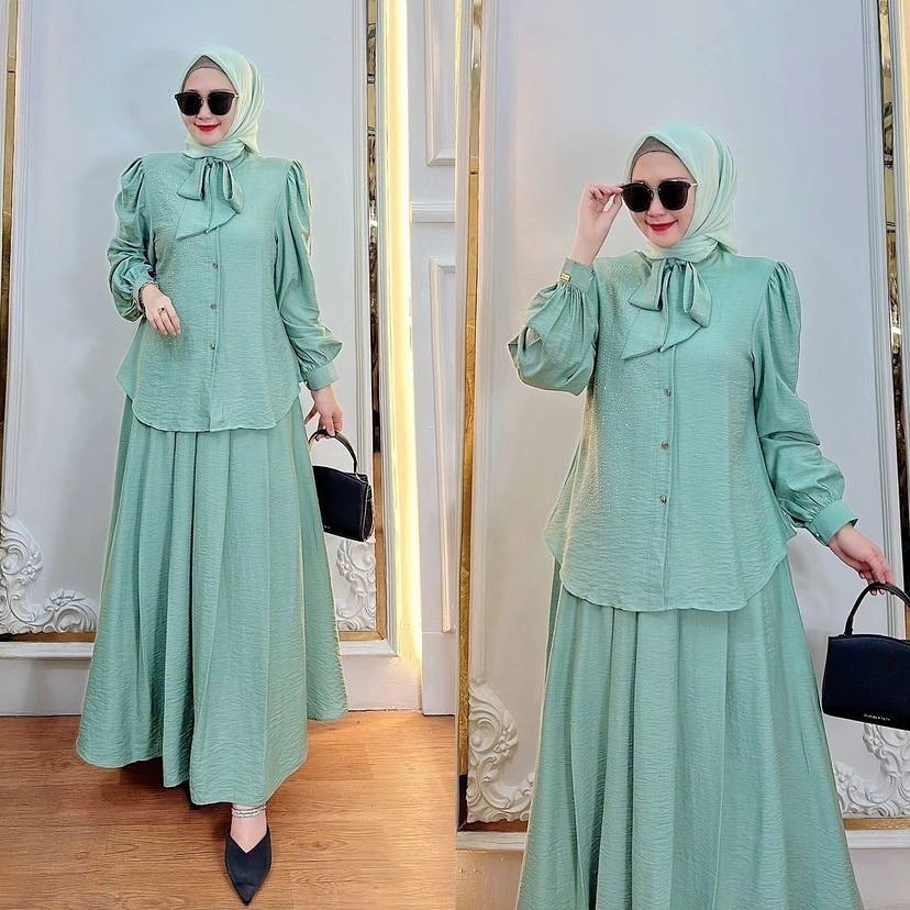 Fashion Muslim. One set Rok. Setelan Rok Wanita. Fashion Wanita. Almira Set Rok