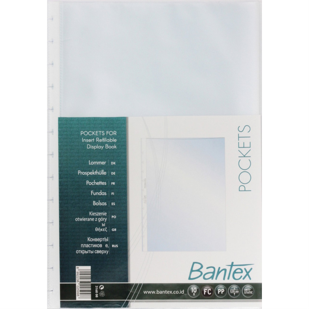 

Bantex Pocket Display Book Refillable Folio 0,07mm (10 sheet) 3168 08 (pcs)